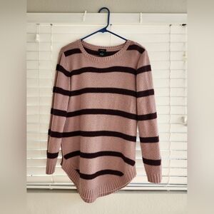 Womens Rue 21 Pink and Maroon Striped Sweater Size M